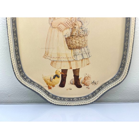 Vintage 1984 The Heirloom Tradition Victoria's Easter Tin Tray Jan Hagara - Picture 2 of 11
